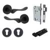 Iver Door Handle Stirling Round Rose Key/Thumb Matt Black Entrance Kit