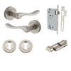 Iver Door Handle Stirling Round Rose Key/Thumb Satin Nickel Entrance Kit