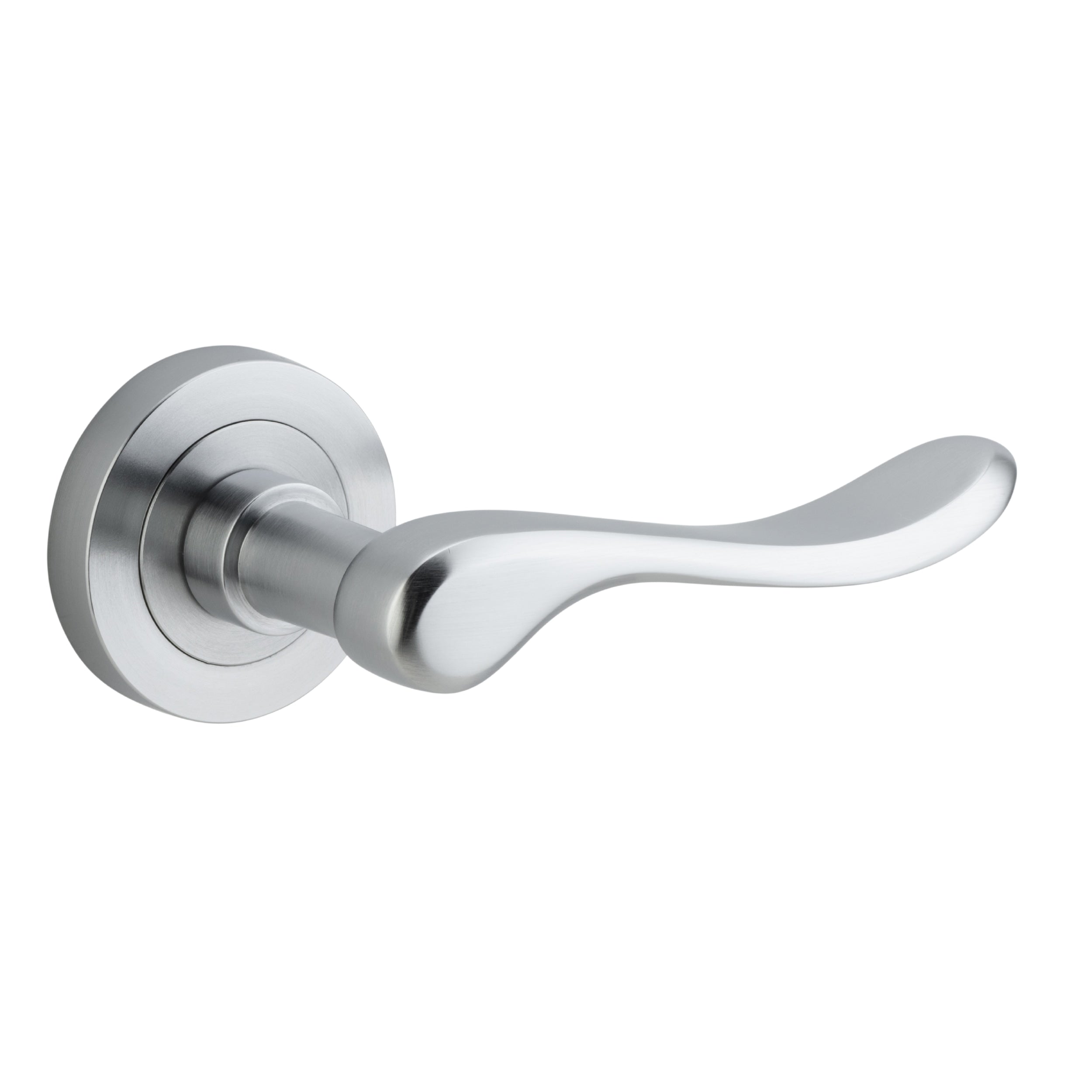 Iver Door Handle Stirling Round Rose Pair Brushed Chrome