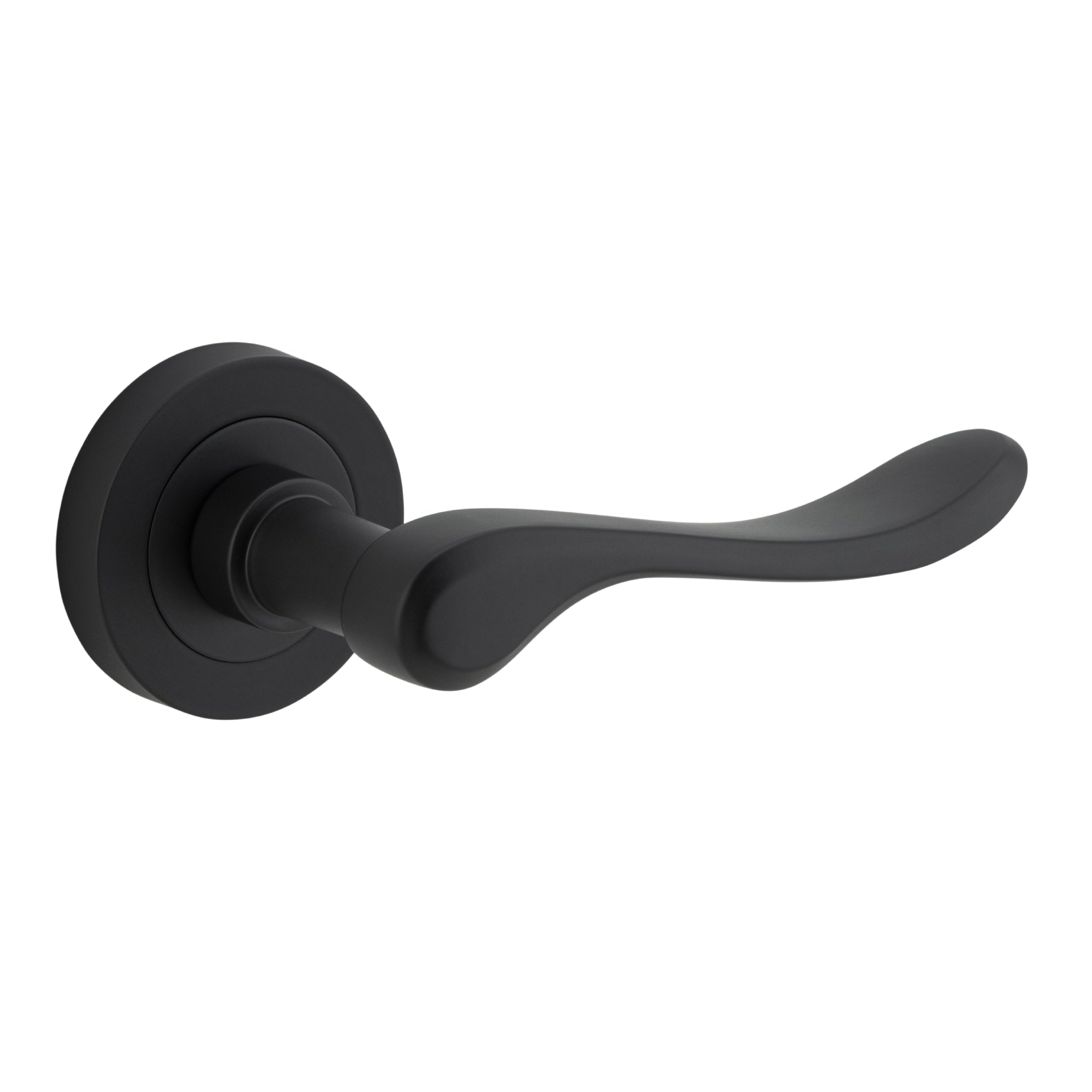 Iver Door Handle Stirling Round Rose Pair Matt Black