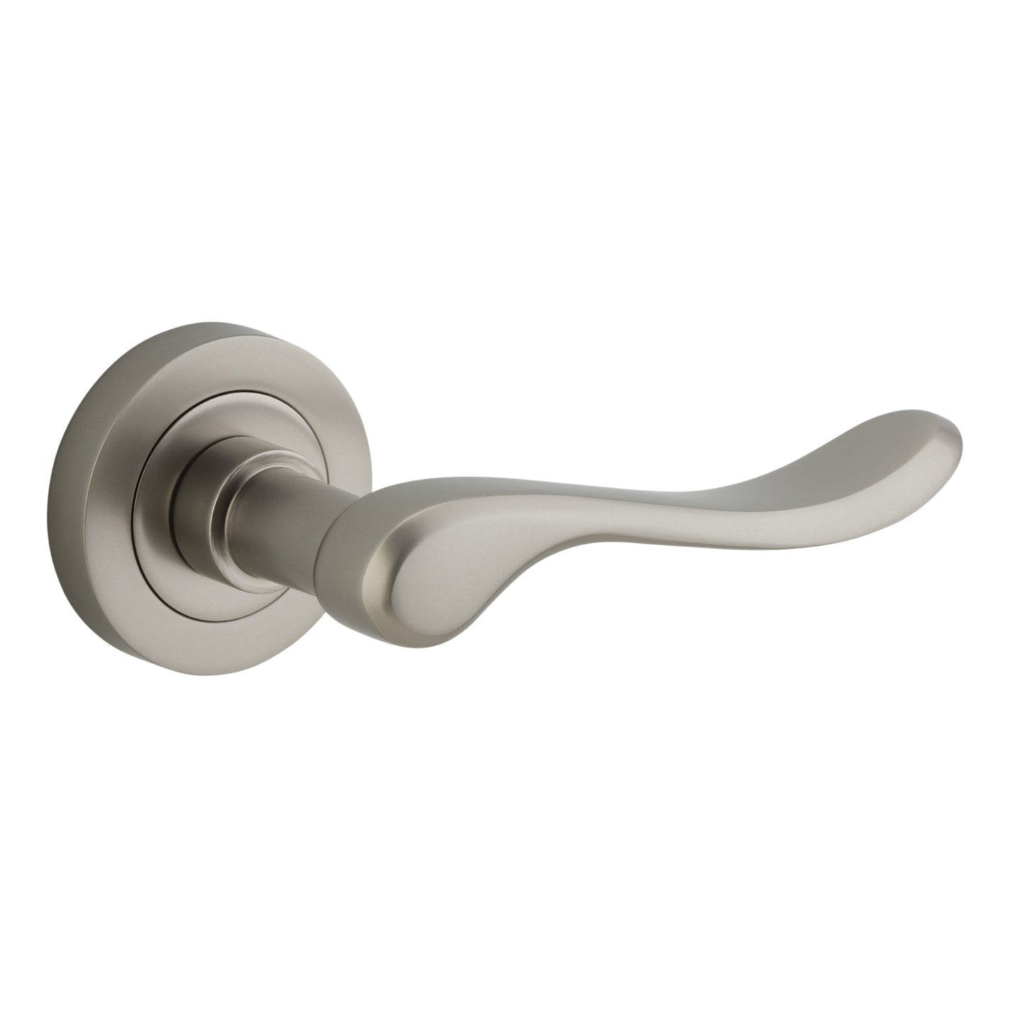 Iver Door Handle Stirling Round Rose Pair Satin Nickel