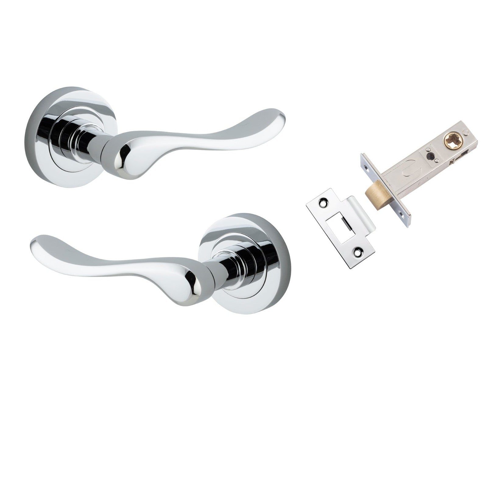 Iver Door Handle Stirling Round Rose Polished Chrome Passage Kit