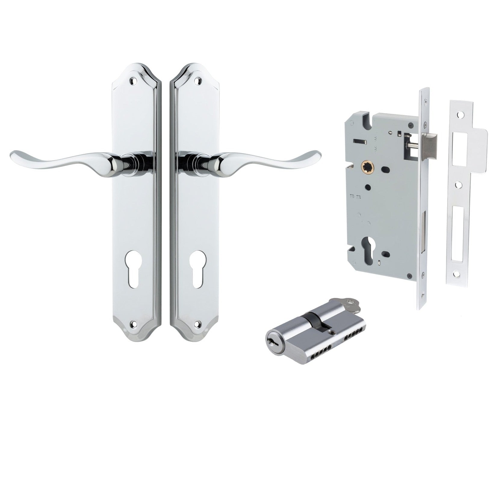 Iver Door Handle Stirling Shouldered Euro Pair Key/Key Polished Chrome Entrance Kit