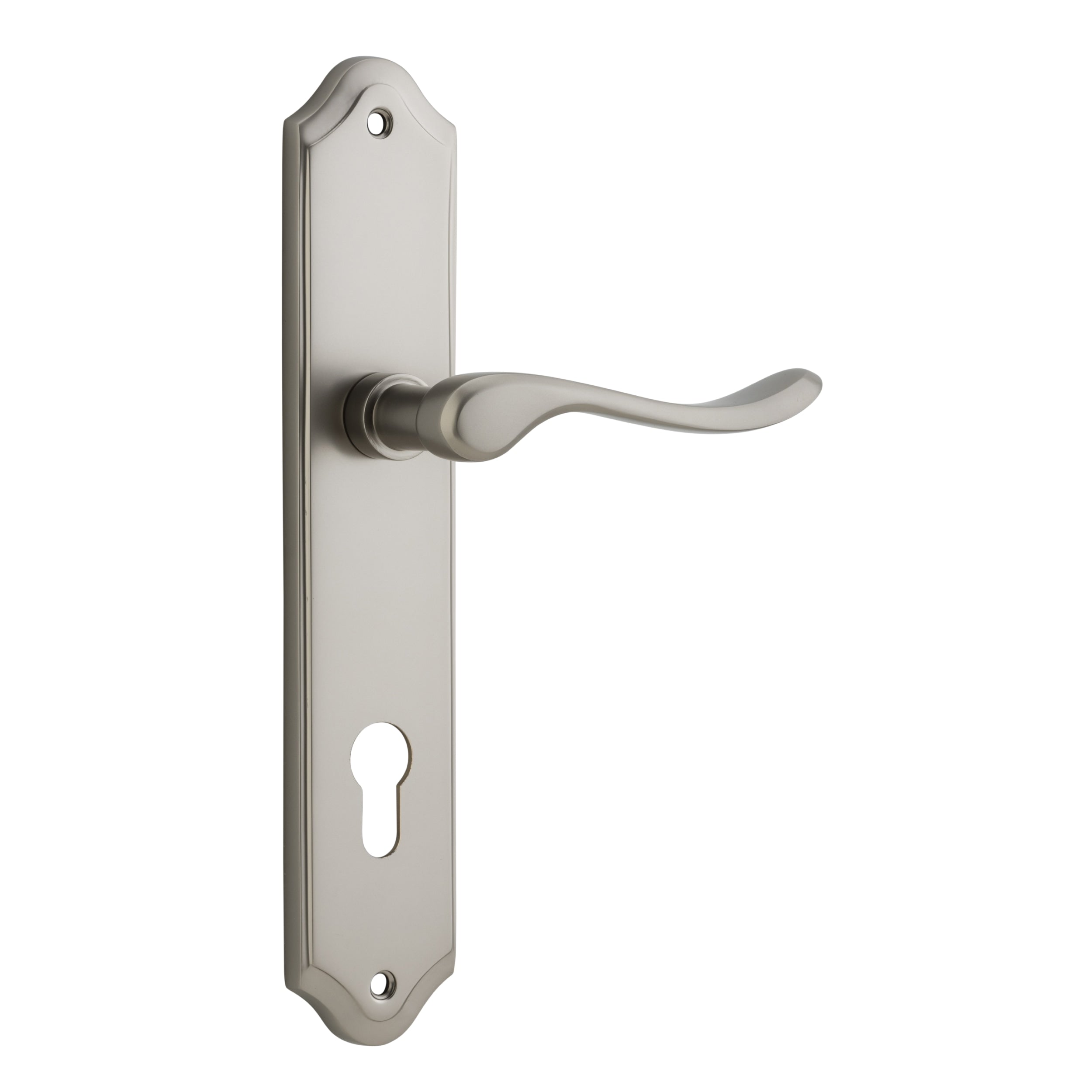 Iver Door Handle Stirling Shouldered Euro Pair Satin Nickel