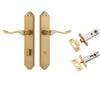 Iver Door Handle Stirling Shouldered Privacy Pair Brushed Brass Inbuilt Privacy Kit