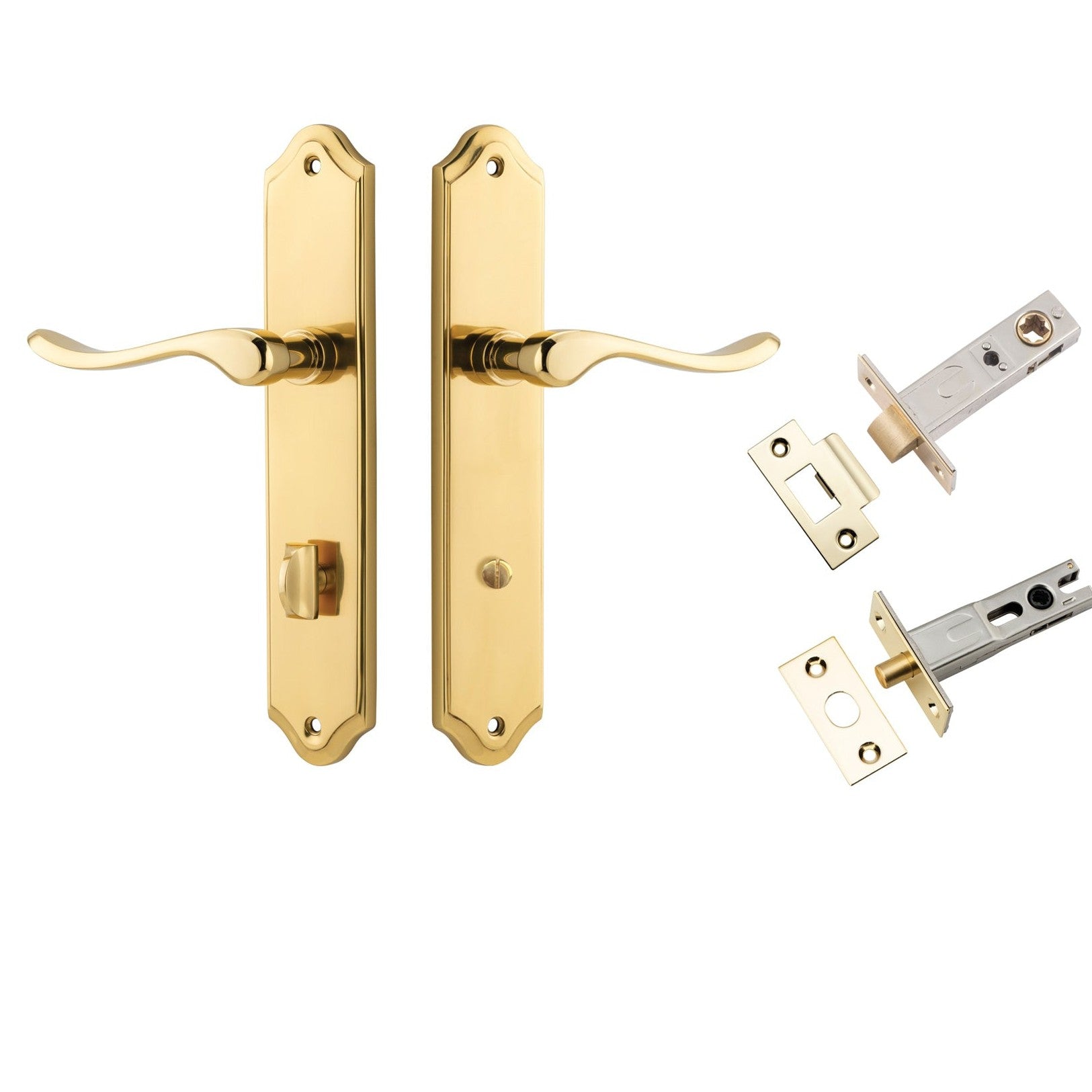 Iver Door Handle Stirling Shouldered Privacy Pair Polished Brass Inbuilt Privacy Kit