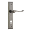 Iver Door Handle Stirling Stepped Euro Pair Distressed Nickel