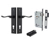 Iver Door Handle Stirling Stepped Euro Pair Key/Key Matt Black Entrance Kit