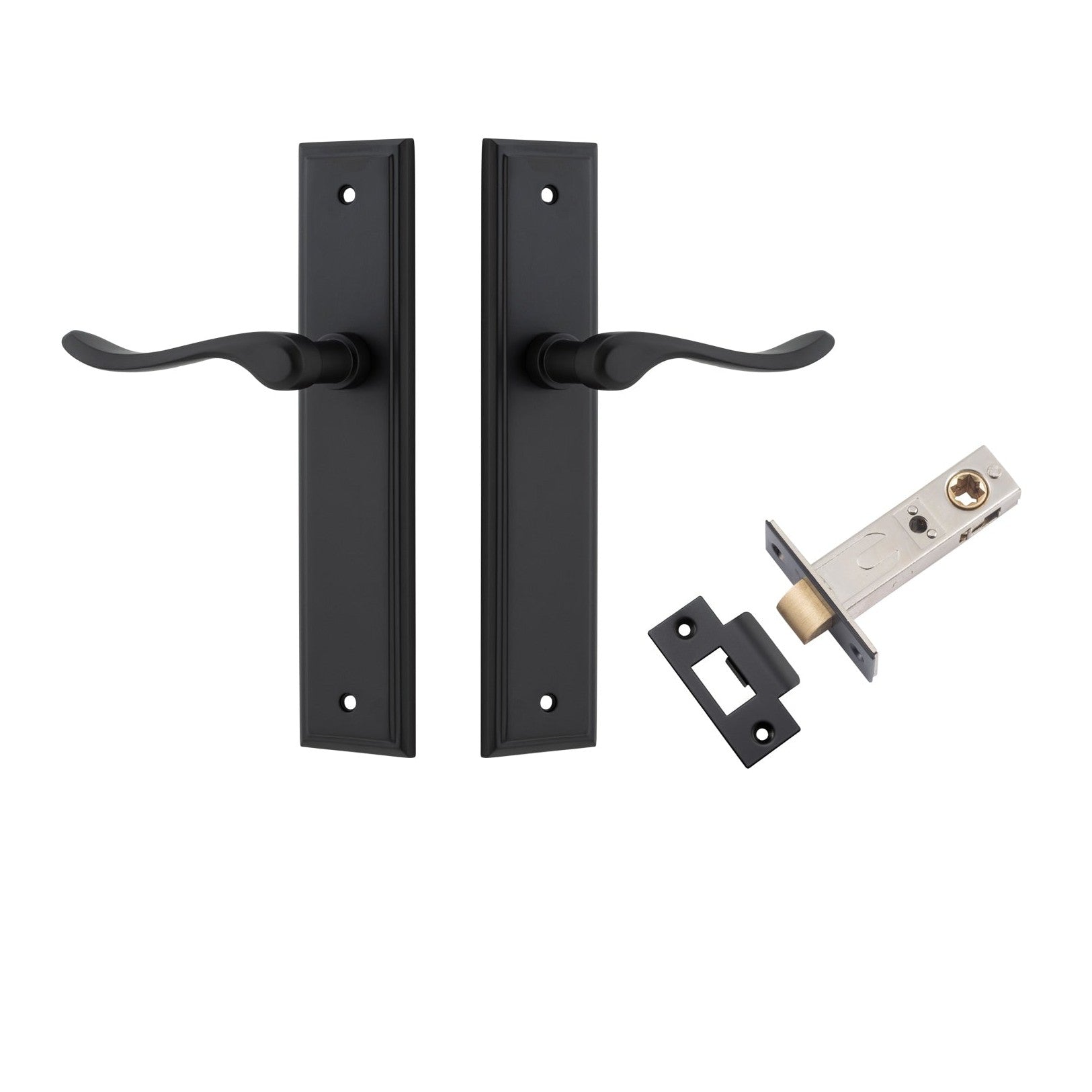 Iver Door Handle Stirling Stepped Latch Pair Matt Black Passage Kit