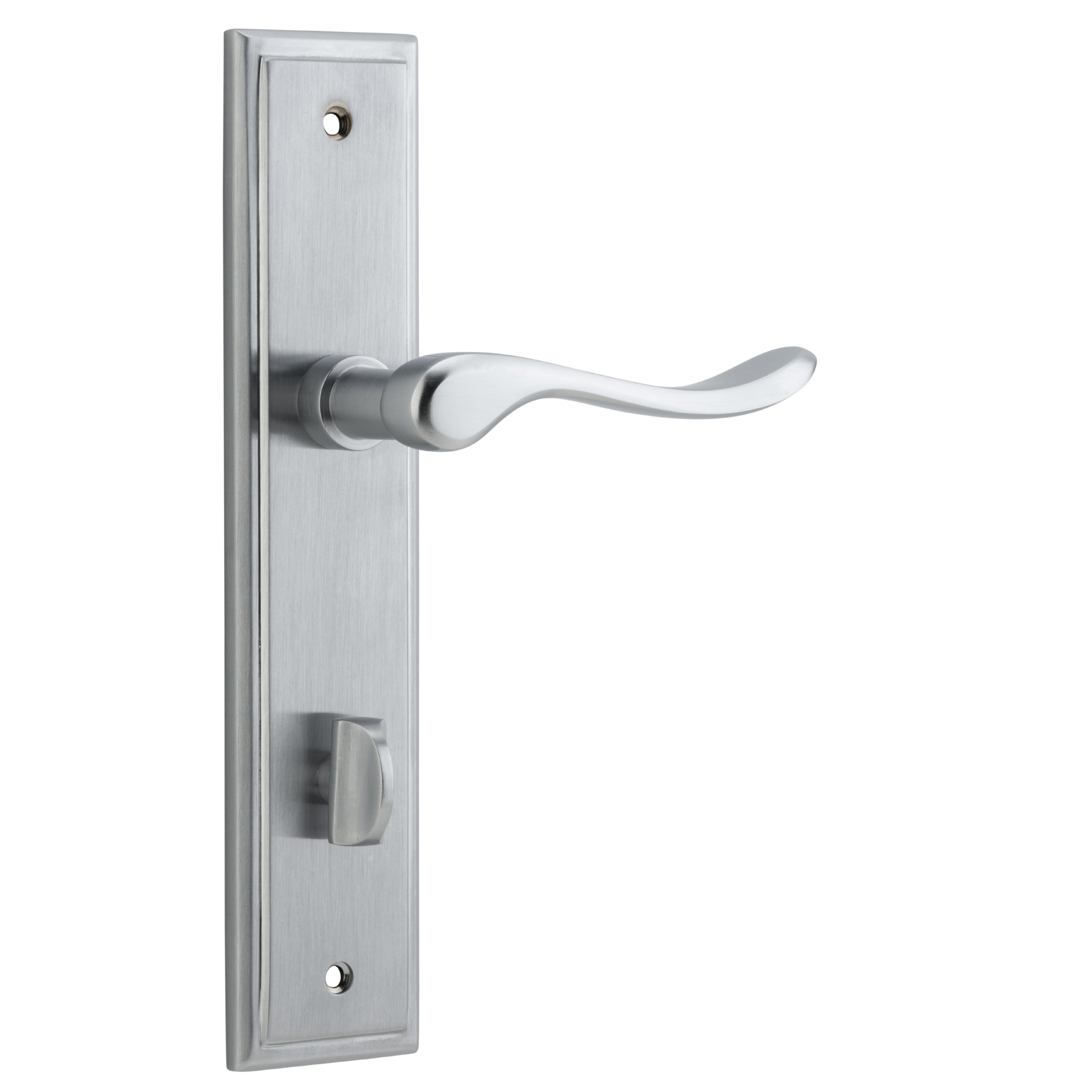 Iver Door Handle Stirling Stepped Privacy Pair Brushed Chrome