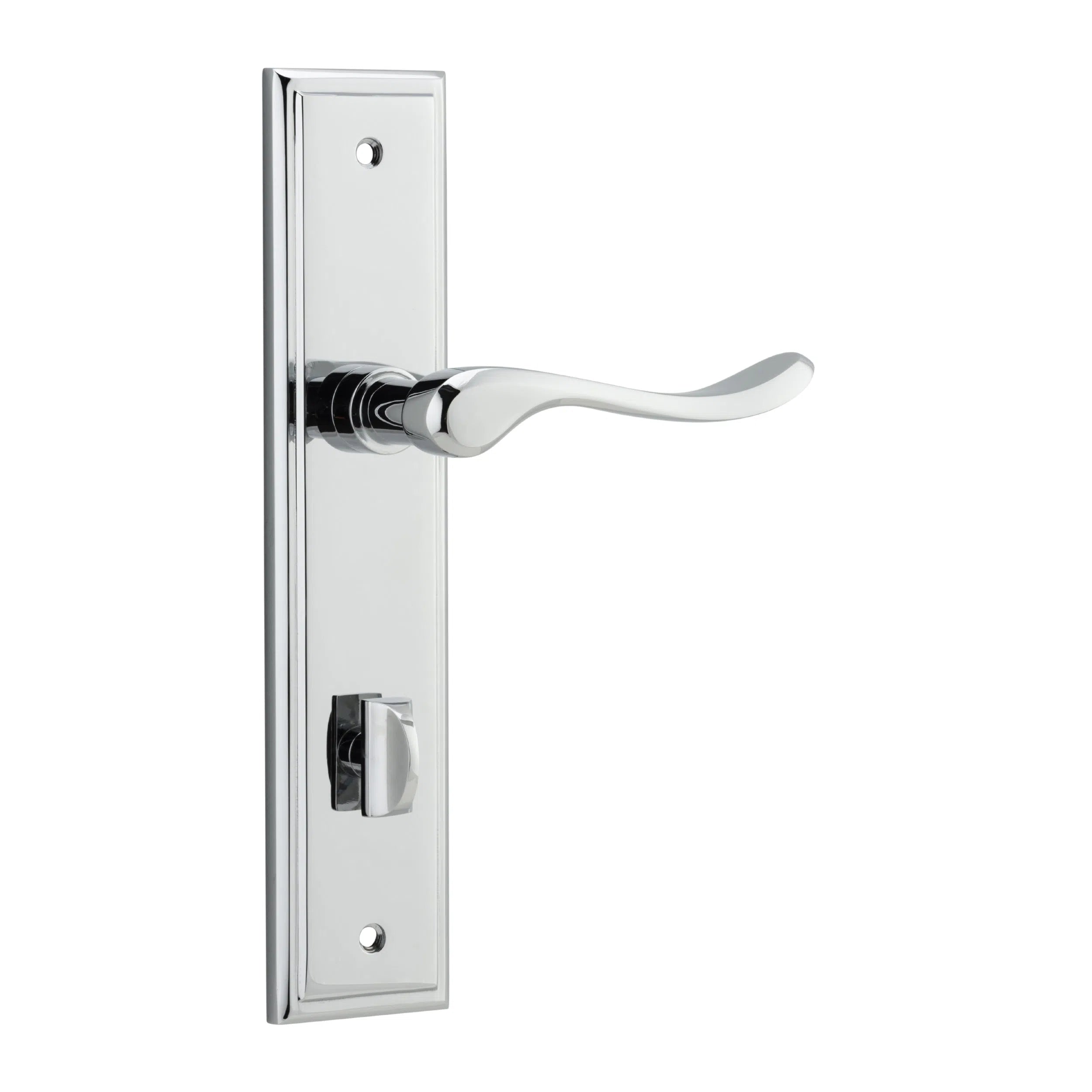 Iver Door Handle Stirling Stepped Privacy Pair Polished Chrome