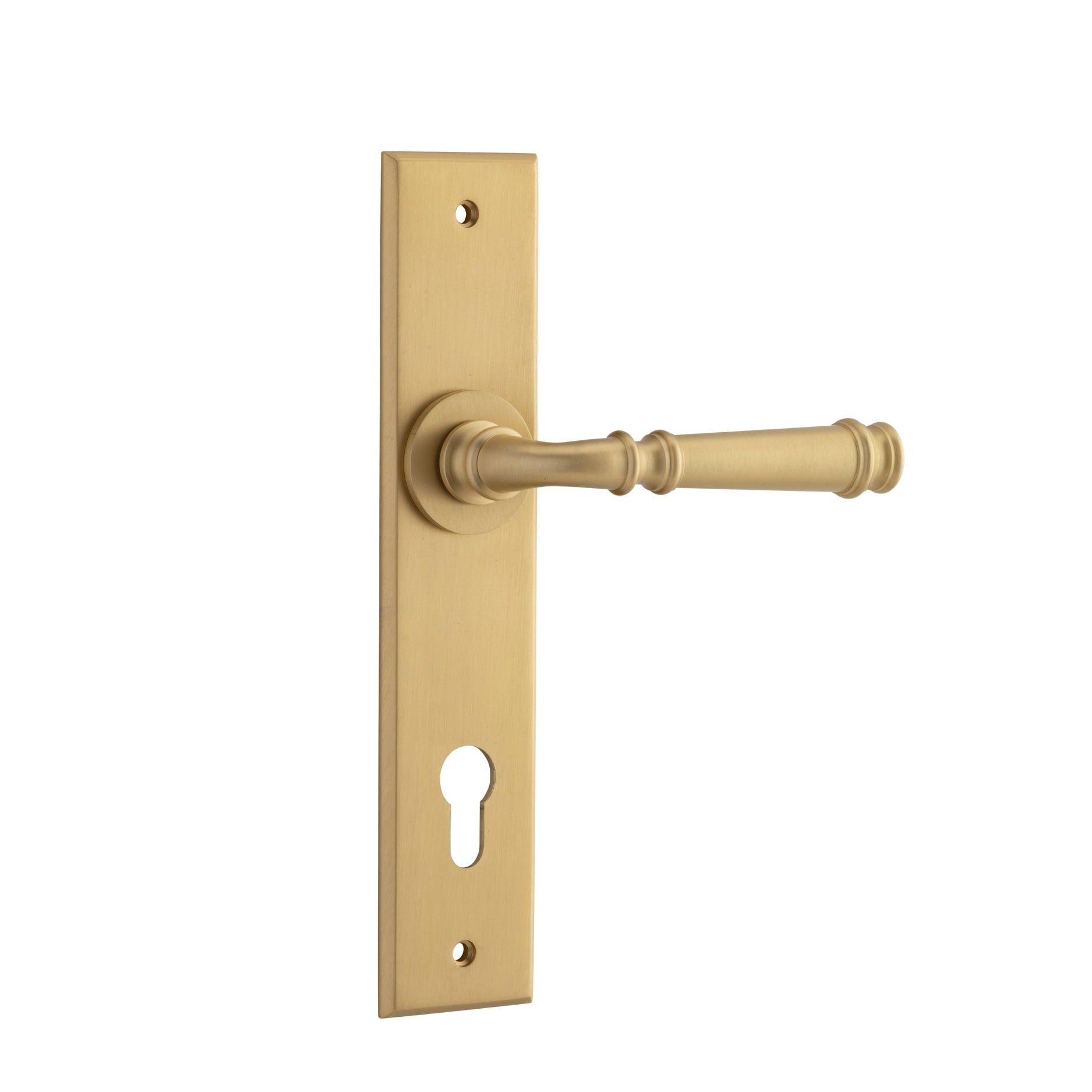 Iver Door Handle Verona Chamfered Euro Brushed Brass