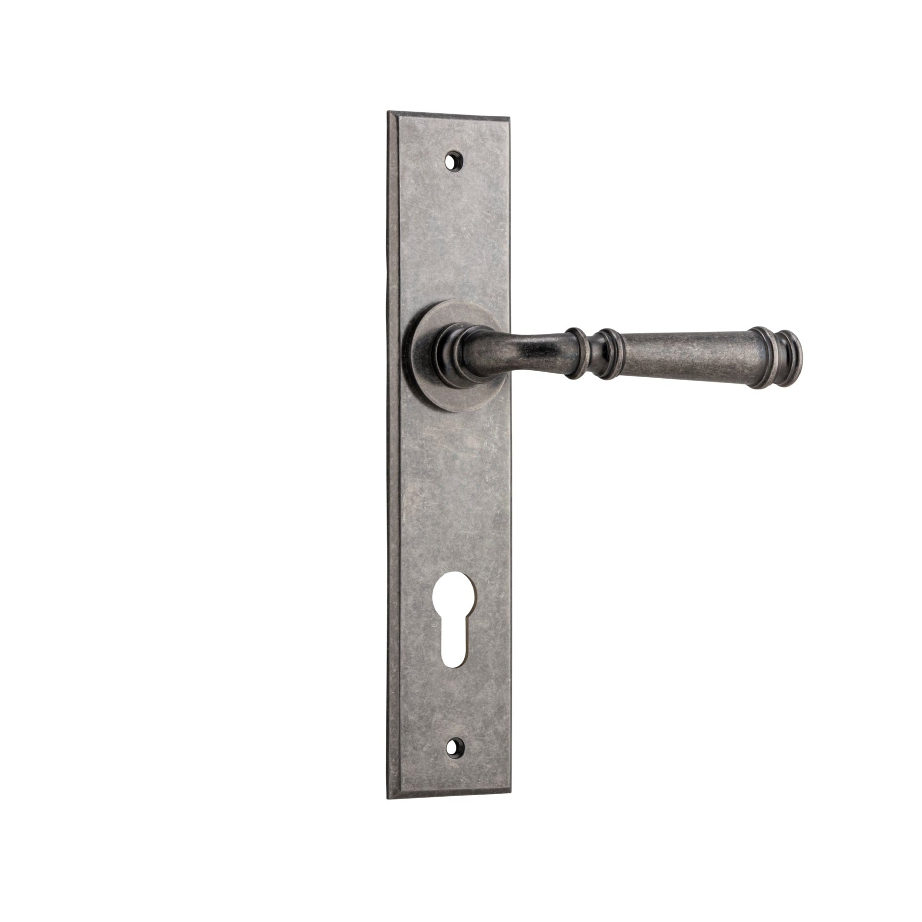 Iver Door Handle Verona Chamfered Euro Distressed Nickel