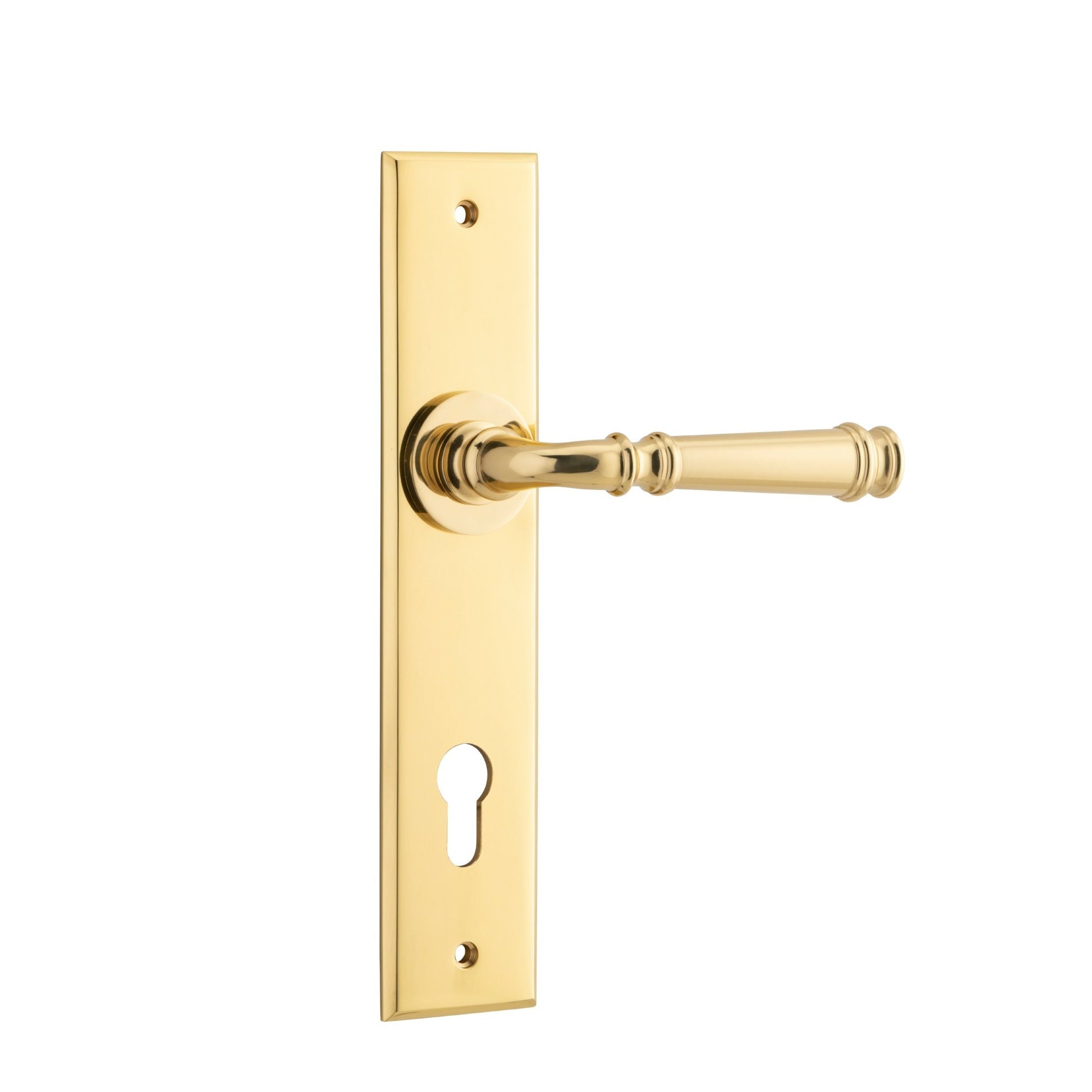 Iver Door Handle Verona Chamfered Euro Polished Brass