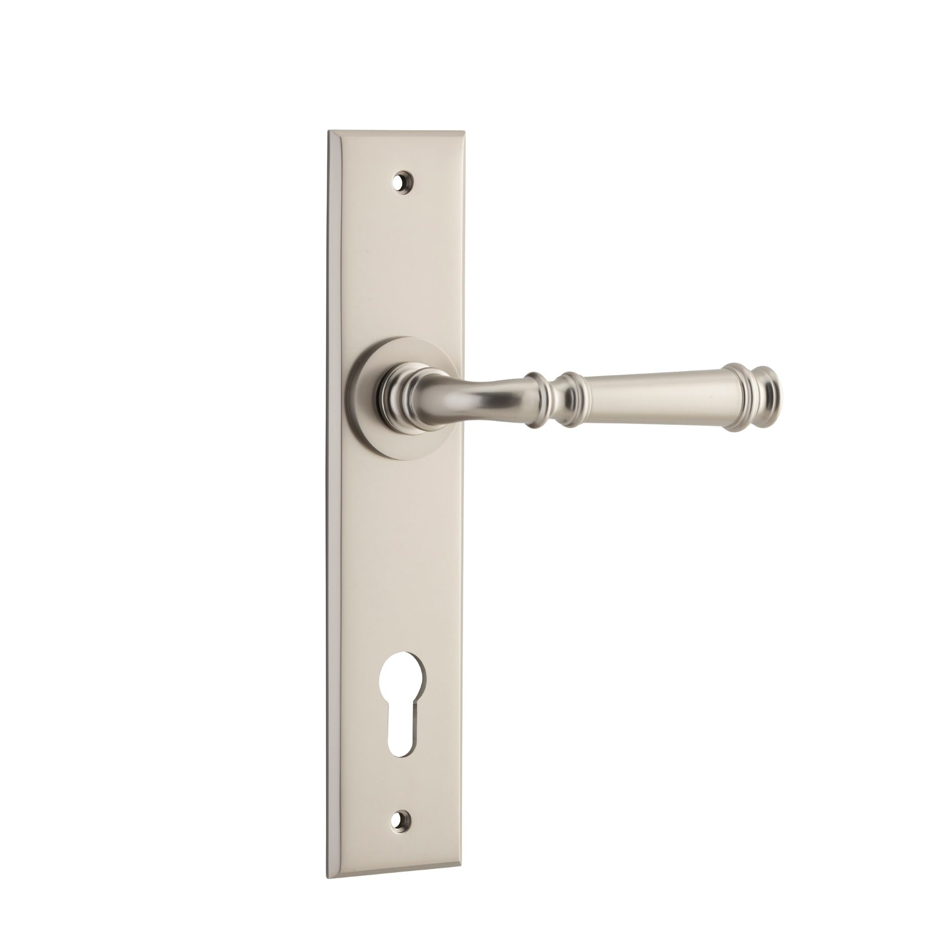 Iver Door Handle Verona Chamfered Euro Satin Nickel