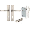 Iver Door Handle Verona Chamfered Key/Thumb Satin Nickel Entrance Kit