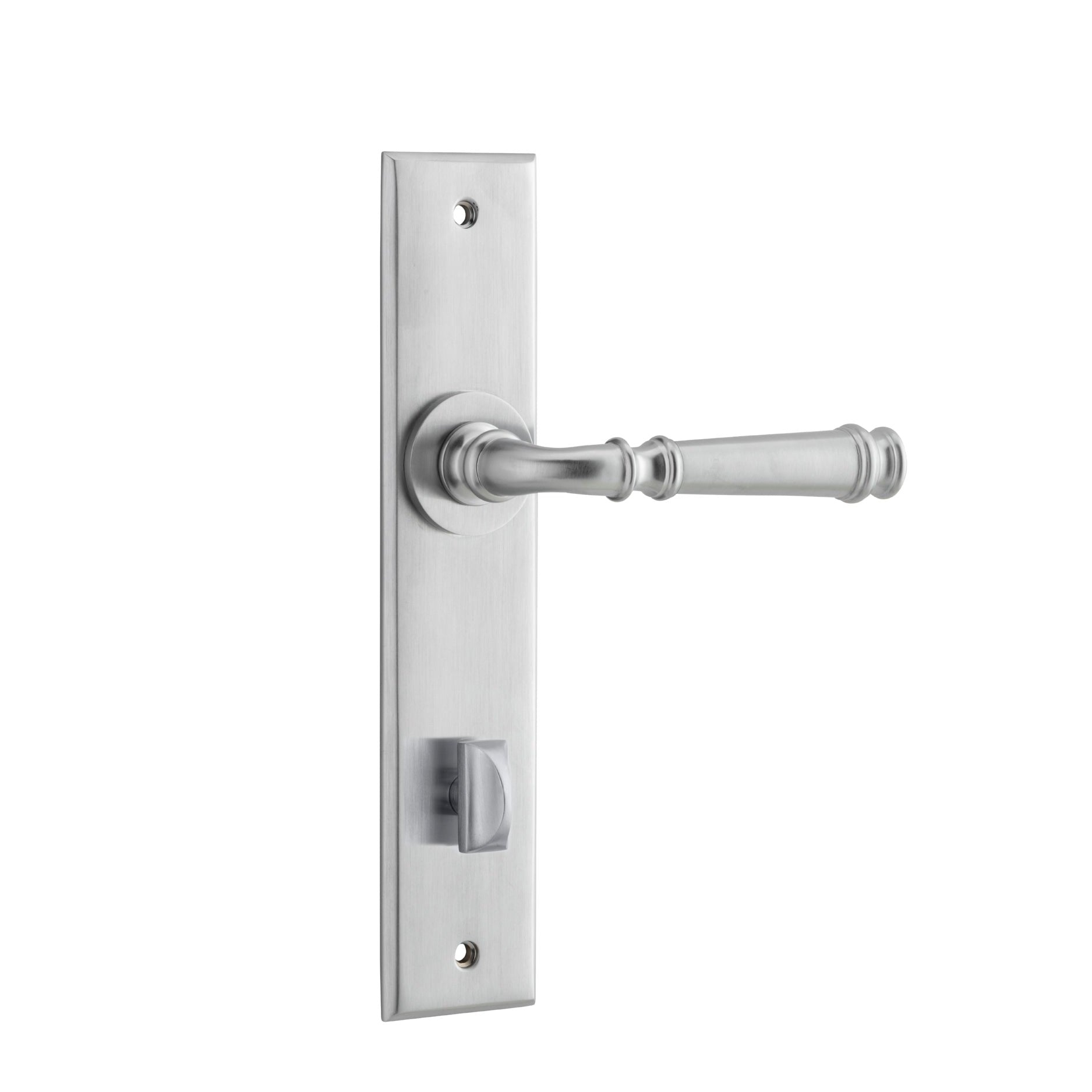 Iver Door Handle Verona Chamfered Privacy Brushed Chrome