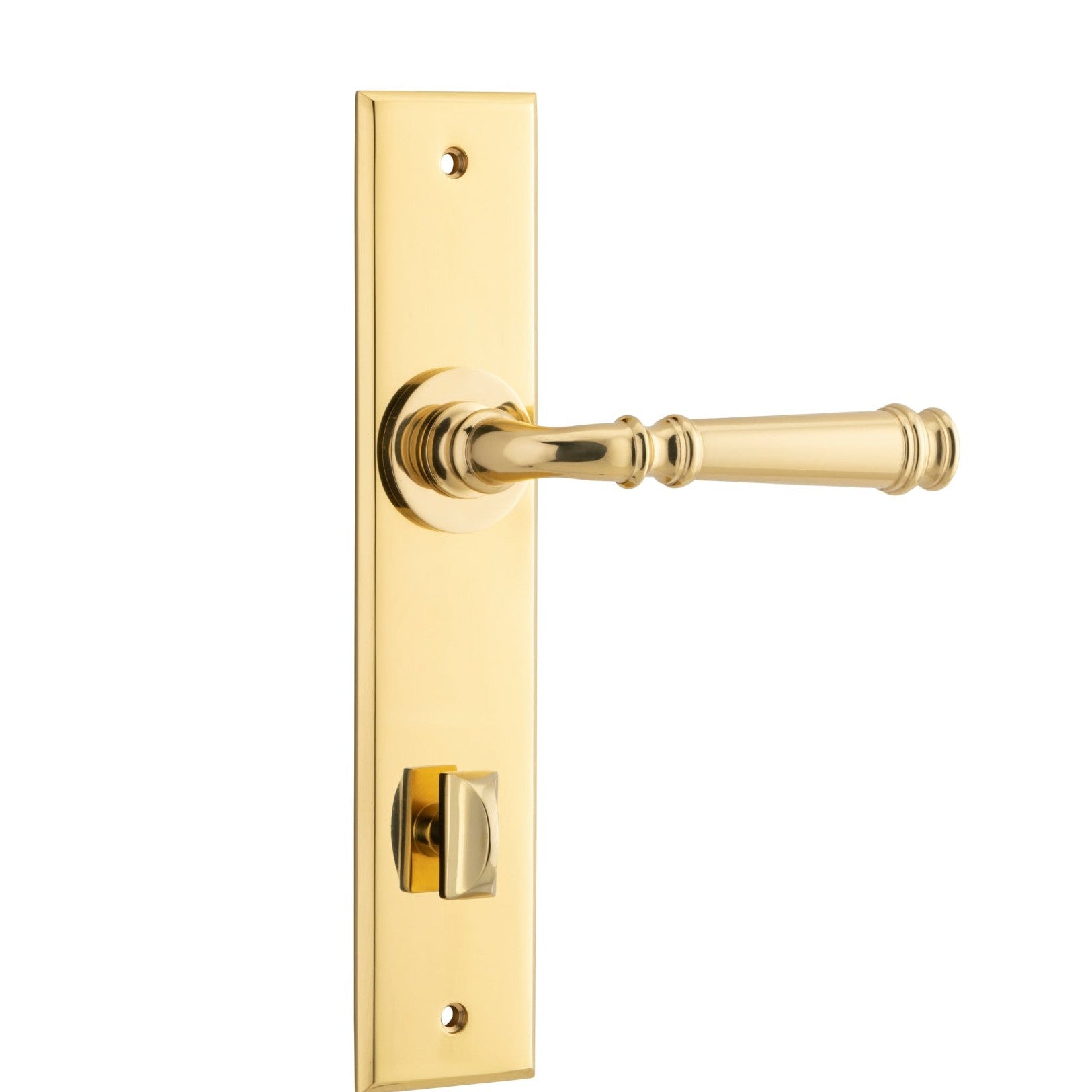 Iver Door Handle Verona Chamfered Privacy Polished Brass