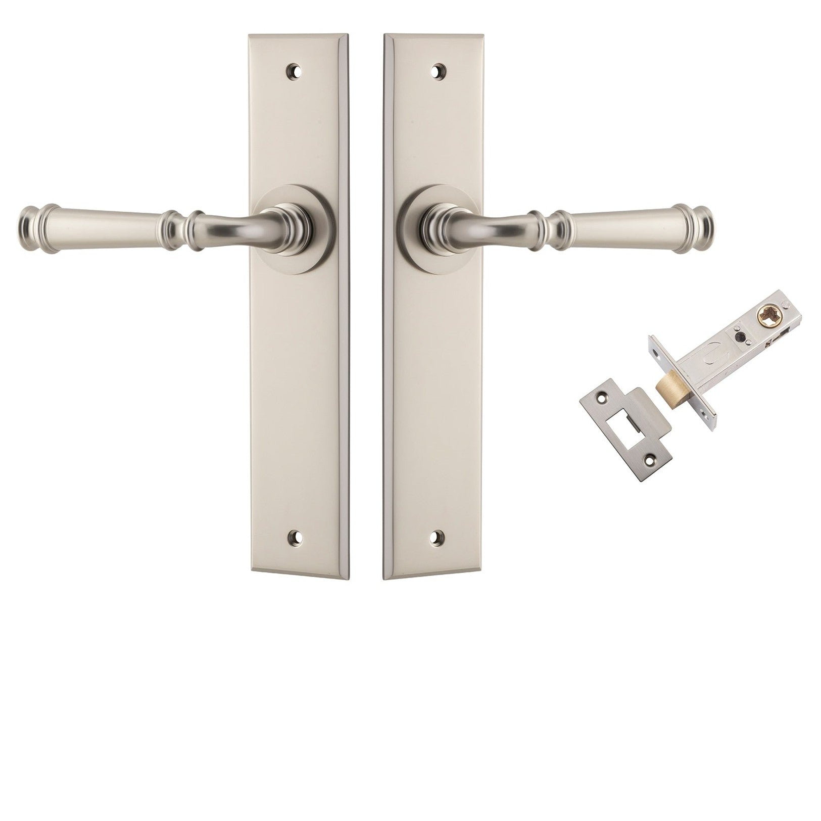 Iver Door Handle Verona Chamfered Satin Nickel Passage Kit