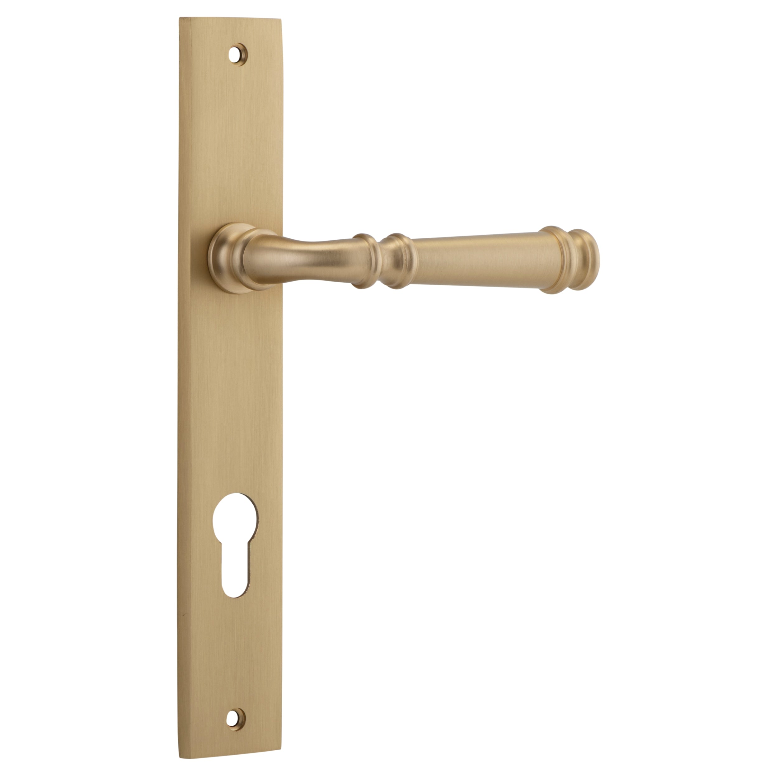 Iver Door Handle Verona Rectangular Euro Pair Brushed Brass