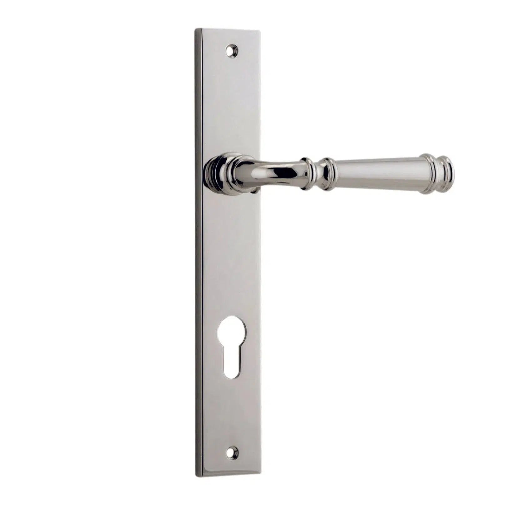 Iver Door Handle Verona Rectangular Euro Pair Polished Nickel