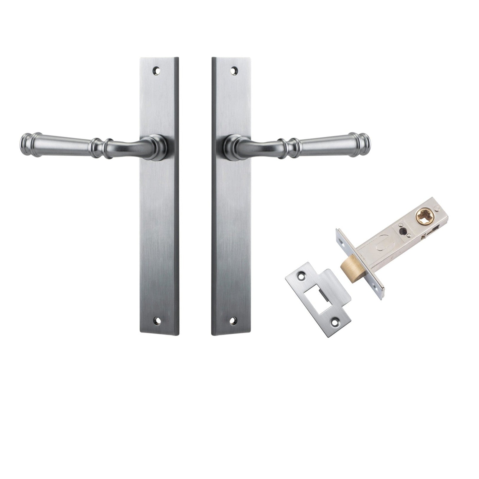 Iver Door Handle Verona Rectangular Latch Brushed Chrome Passage Kit