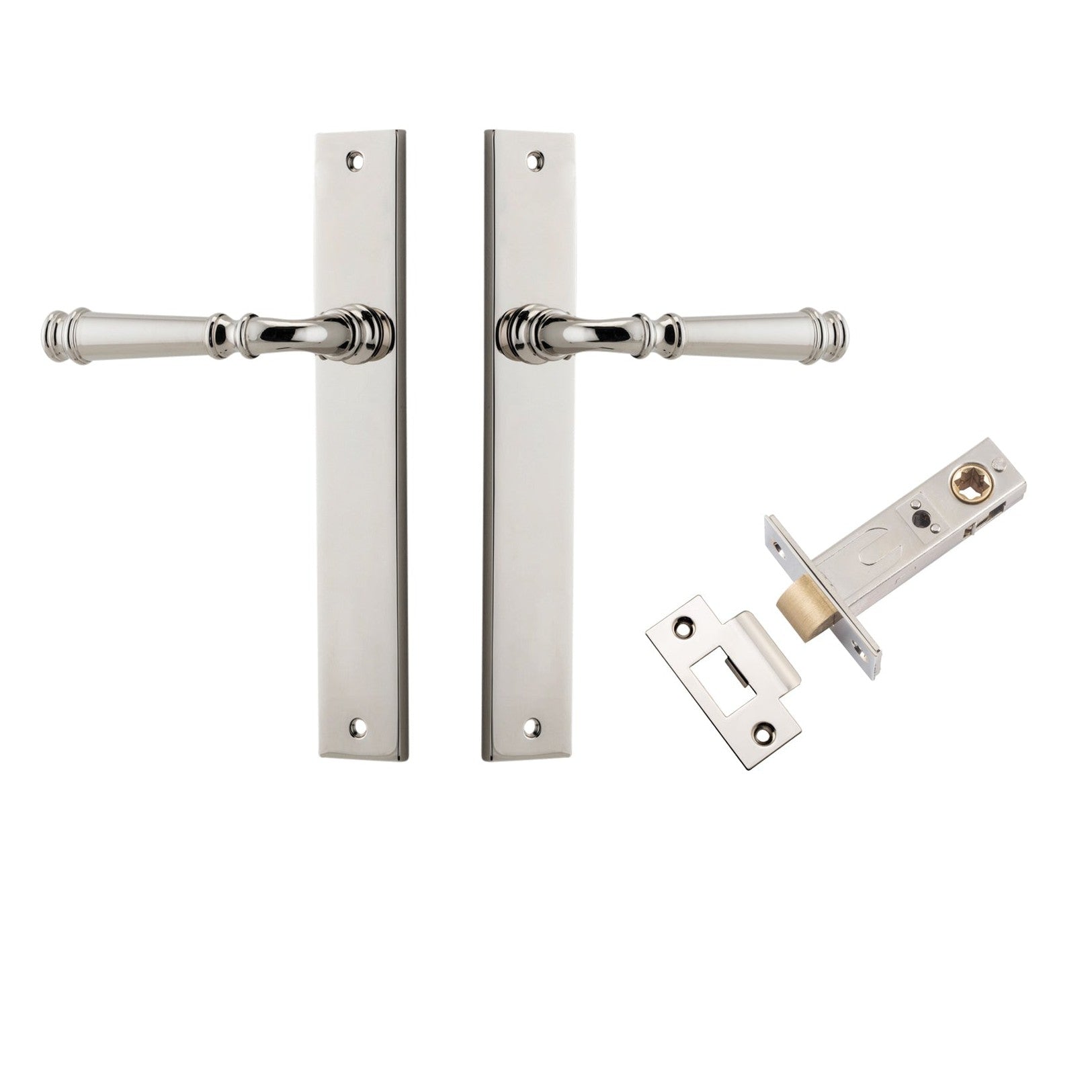 Iver Door Handle Verona Rectangular Latch Polished Nickel Passage Kit