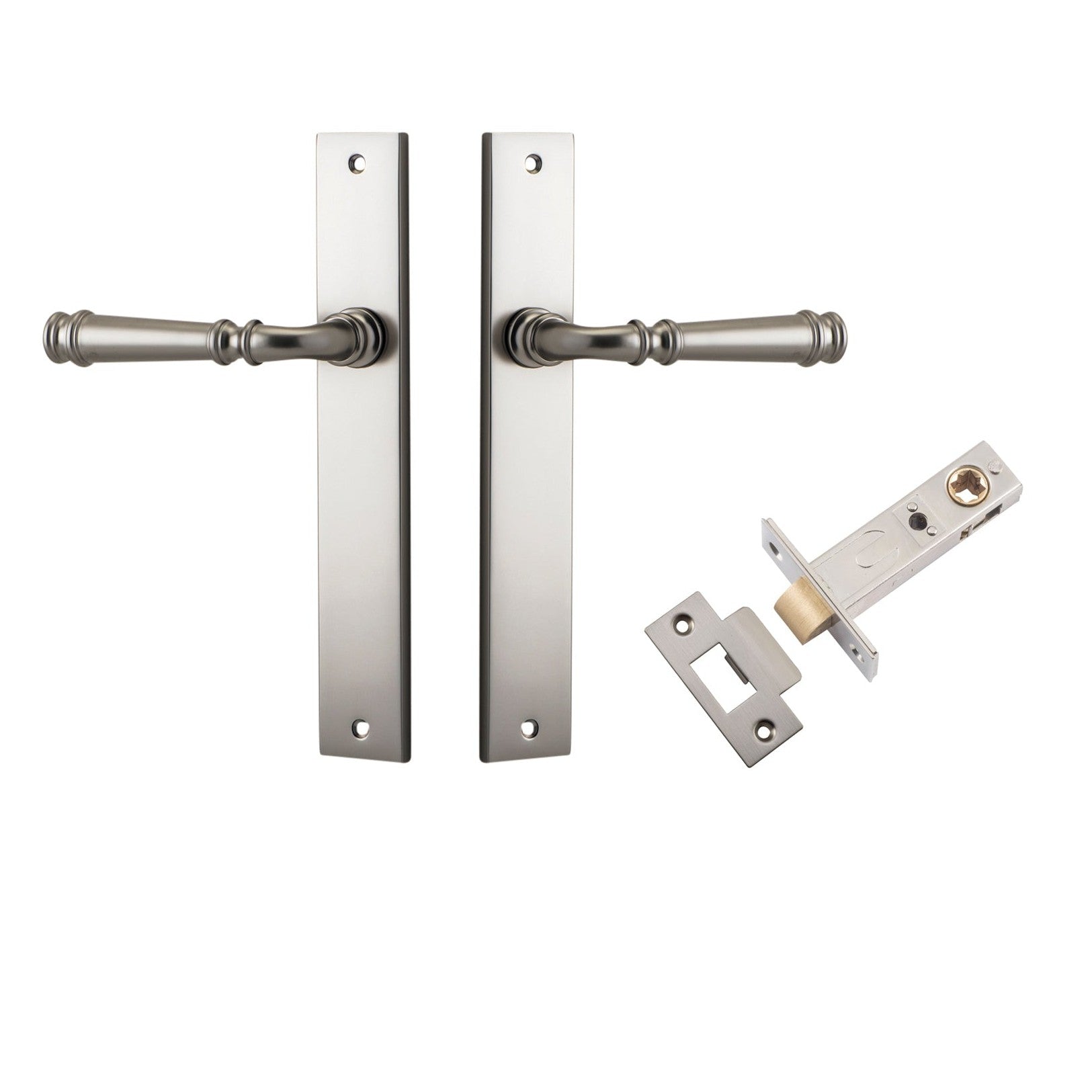 Iver Door Handle Verona Rectangular Latch Satin Nickel Passage Kit