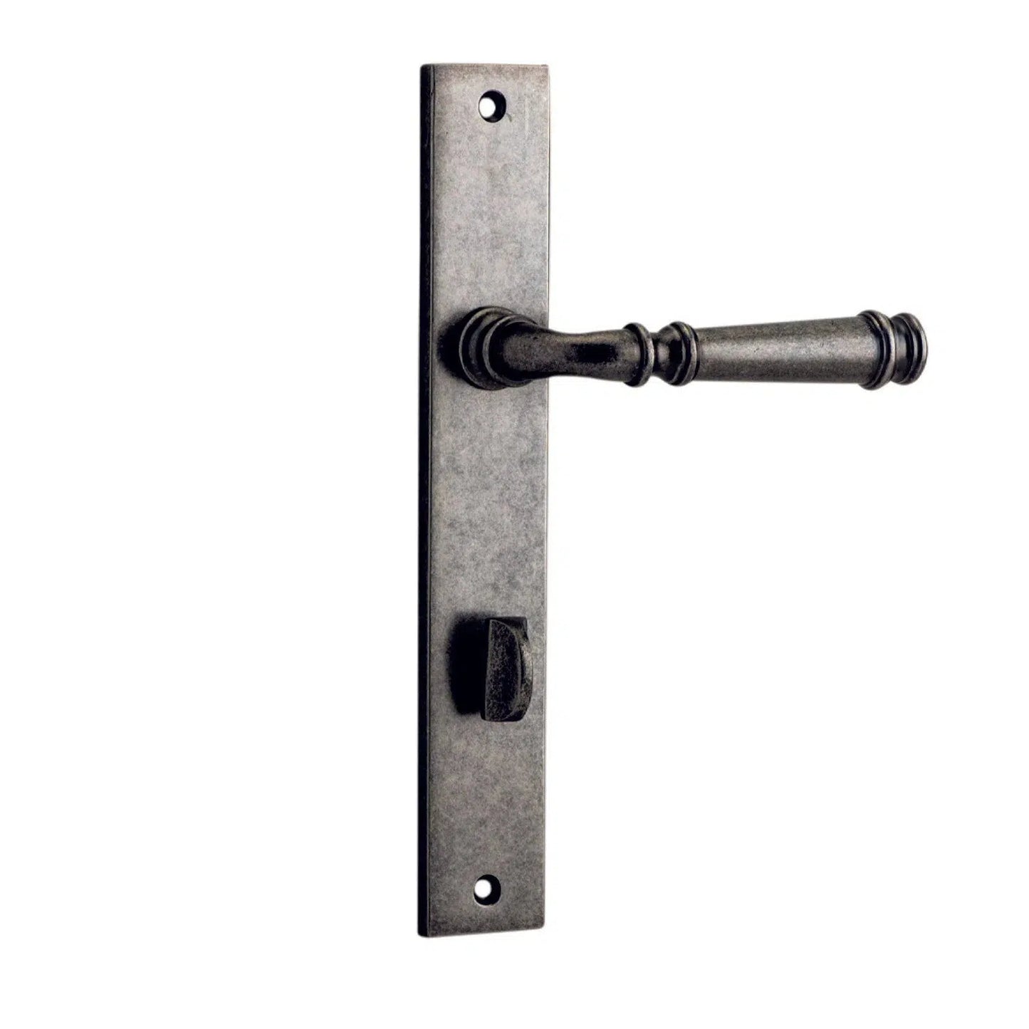 Iver Door Handle Verona Rectangular Privacy Pair Distressed Nickel