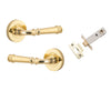 Iver Door Handle Verona Round Rose Inbuilt Privacy Pair Kit Polished Brass