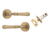 Iver Door Handle Verona Round Rose Pair Brushed Brass Passage Kit