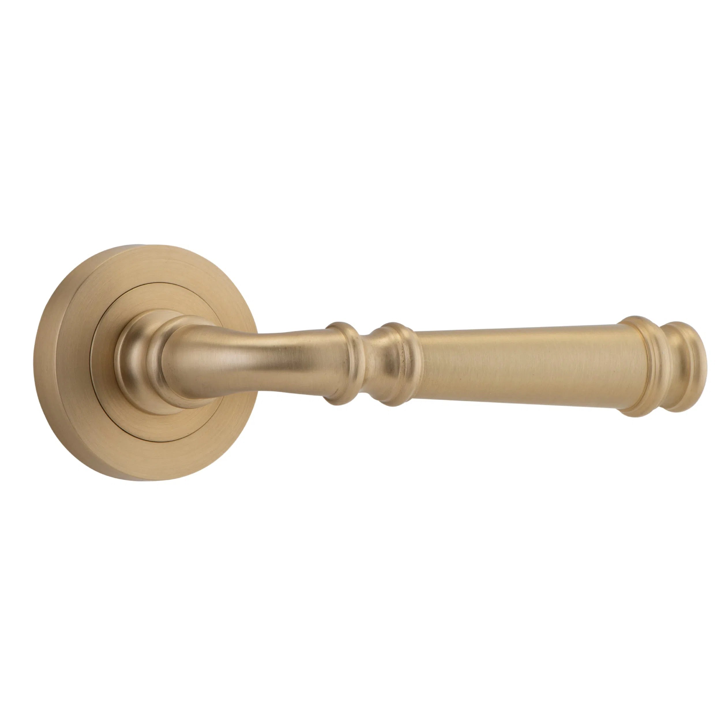 Iver Door Handle Verona Round Rose Pair Brushed Brass