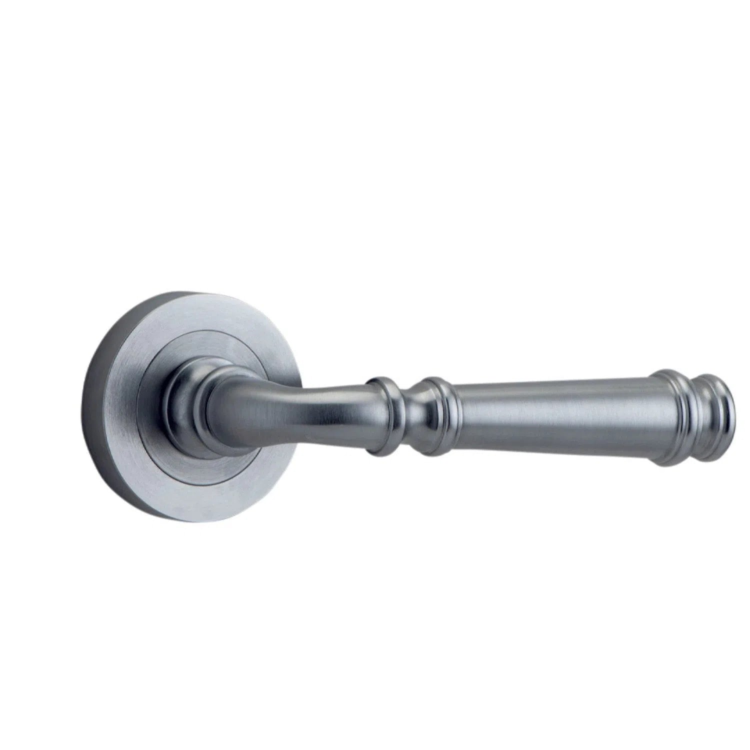 Iver Door Handle Verona Round Rose Pair Brushed Chrome