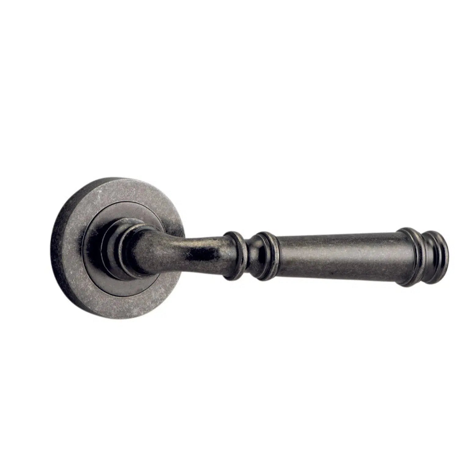 Iver Door Handle Verona Round Rose Pair Distressed Nickel