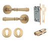 Iver Door Handle Verona Round Rose Pair Key/Key Brushed Brass Entrance Kit