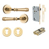 Iver Door Handle Verona Round Rose Pair Key/Key Polished Brass Entrance Kit