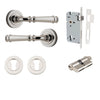 Iver Door Handle Verona Round Rose Pair Key/Key Polished Nickel Entrance Kit