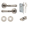 Iver Door Handle Verona Round Rose Pair Key/Key Satin Nickel Entrance Kit