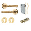 Iver Door Handle Verona Round Rose Pair Key/Thumb Polished Brass Entrance Kit