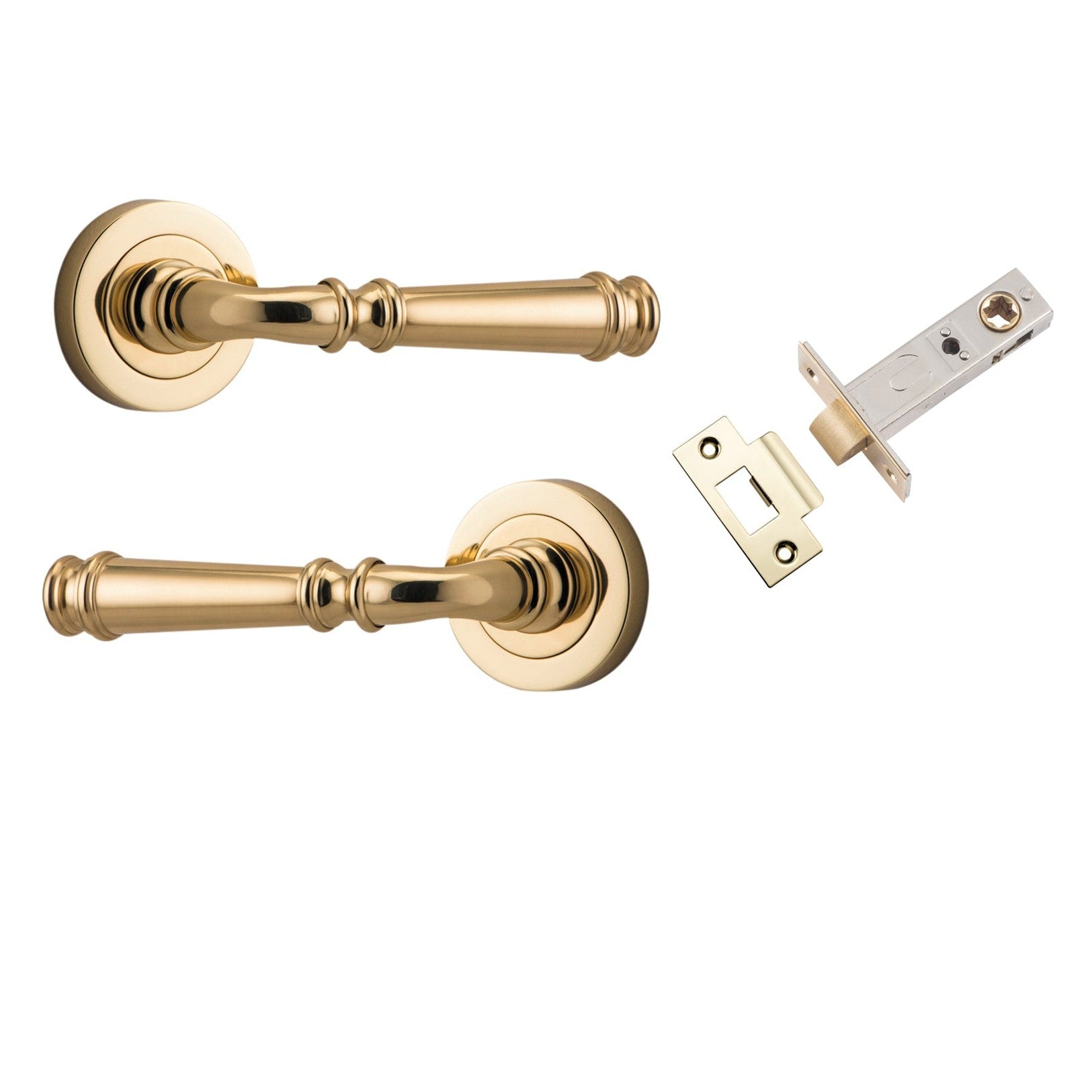 Iver Door Handle Verona Round Rose Pair Polished Brass Passage Kit