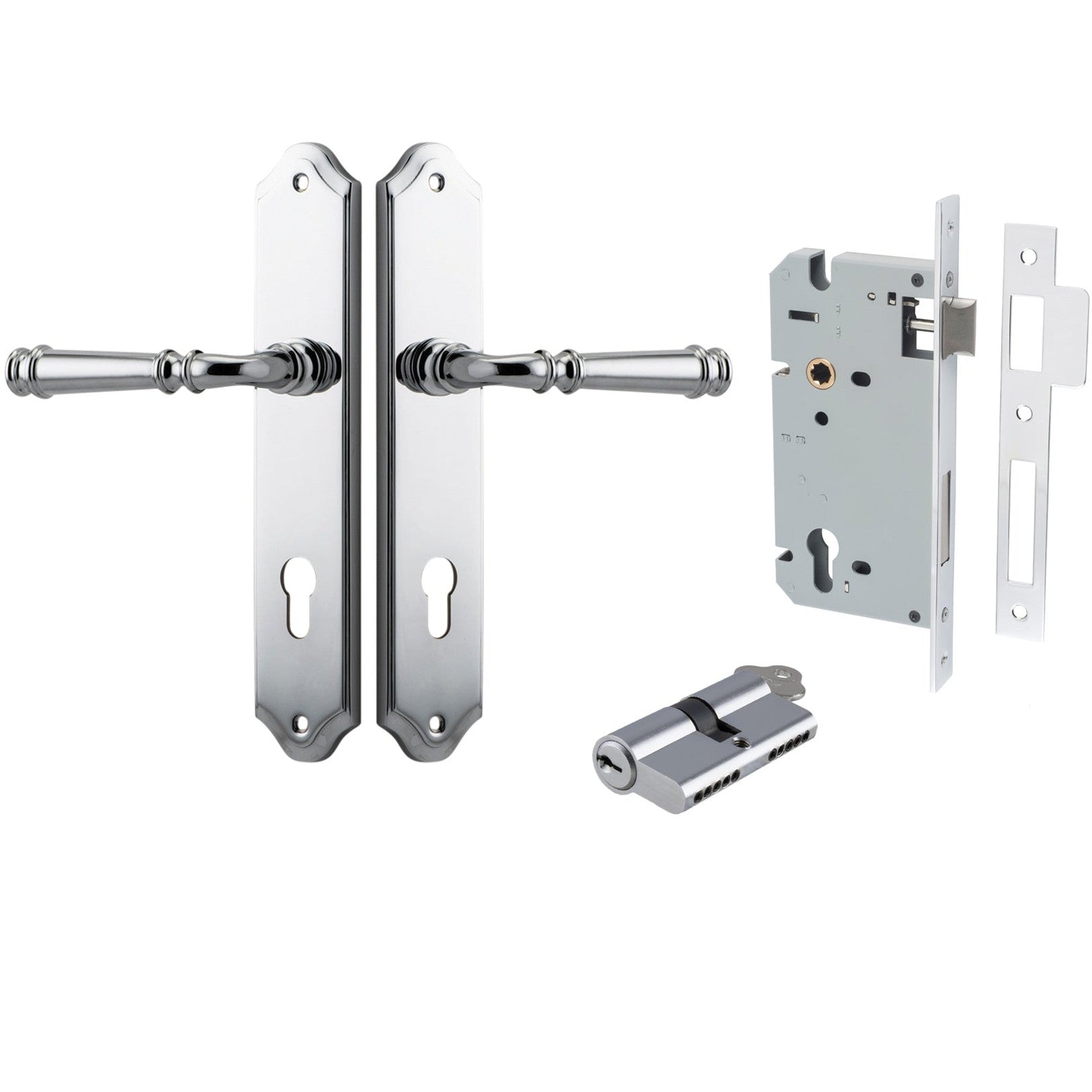 Iver Door Handle Verona Shouldered Euro Key/Key Polished Chrome Entrance Kit