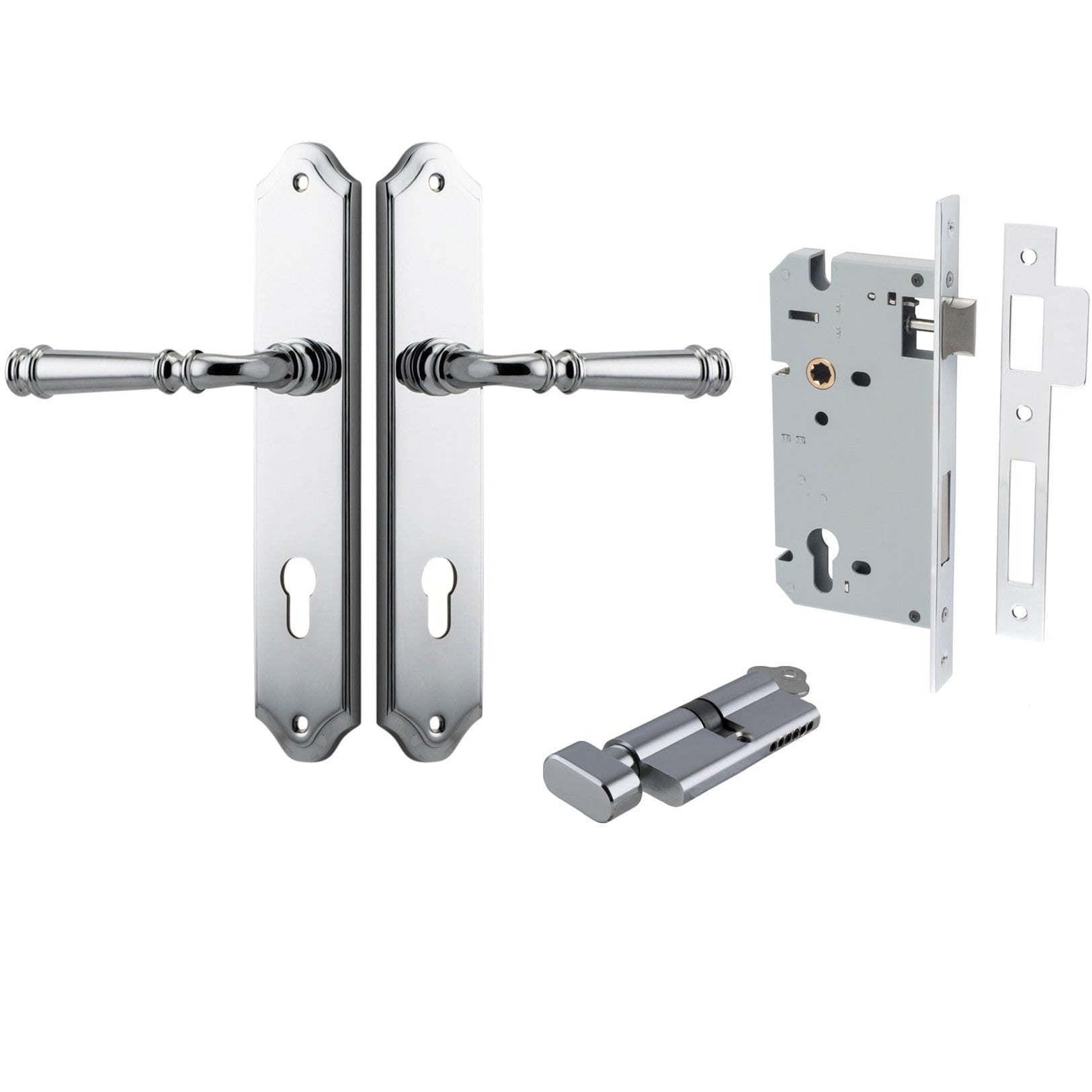 Iver Door Handle Verona Shouldered Euro Key/Thumb Polished Chrome Entrance Kit