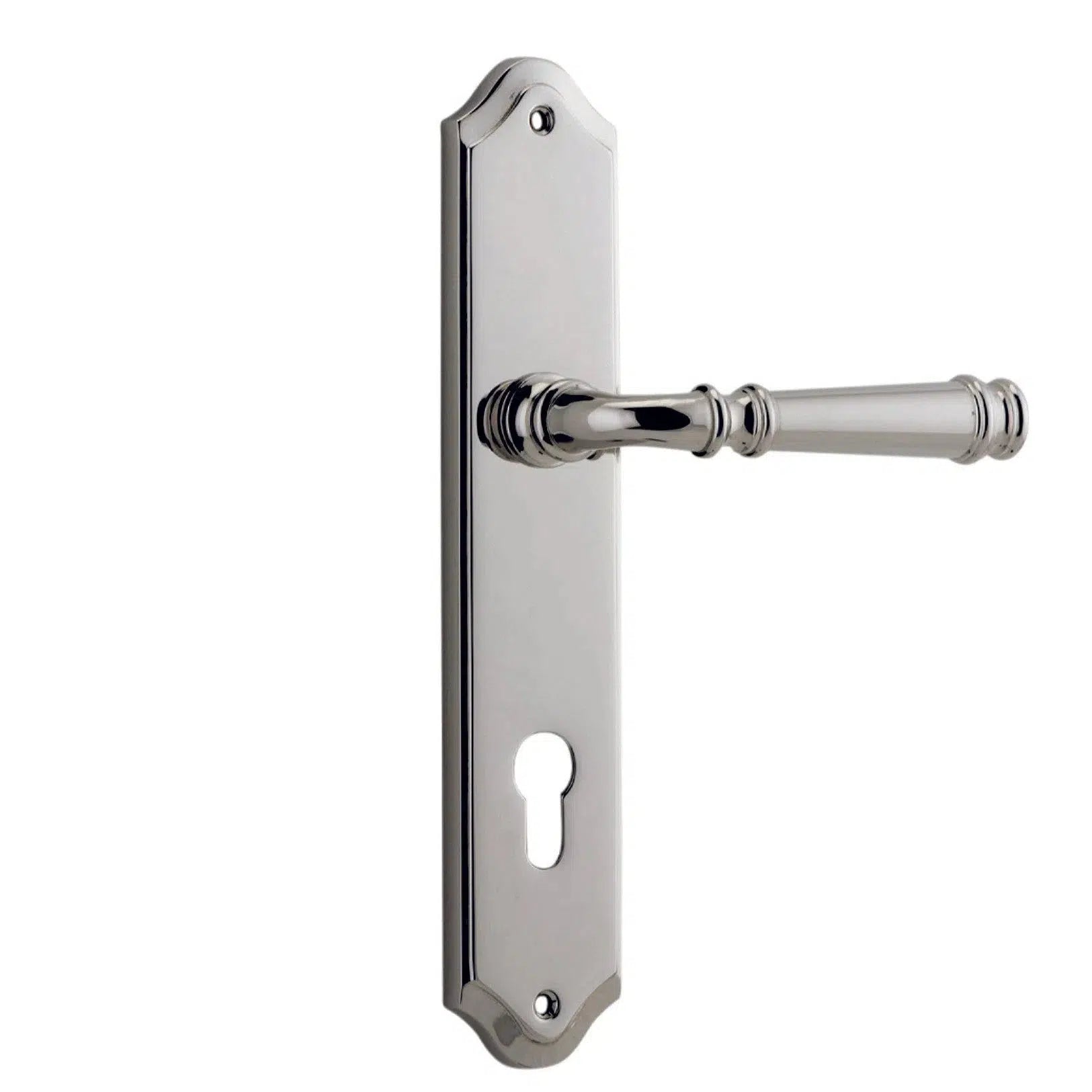 Iver Door Handle Verona Shouldered Euro Pair Polished Nickel