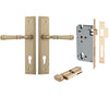 Iver Door Handle Verona Stepped Euro Key/Thumb Brushed Brass Entrance Kit