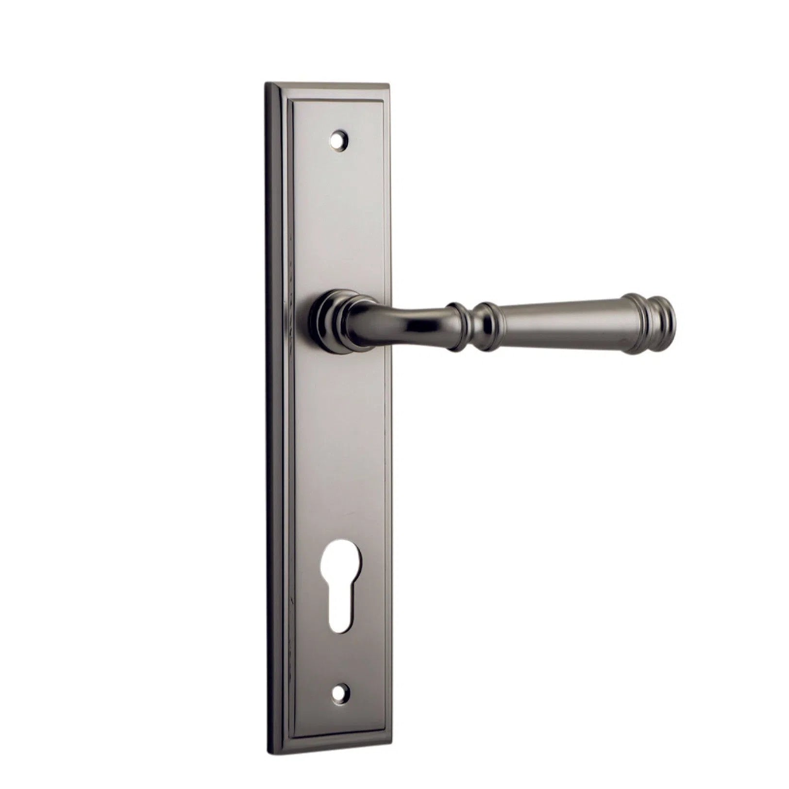 Iver Door Handle Verona Stepped Euro Pair Satin Nickel