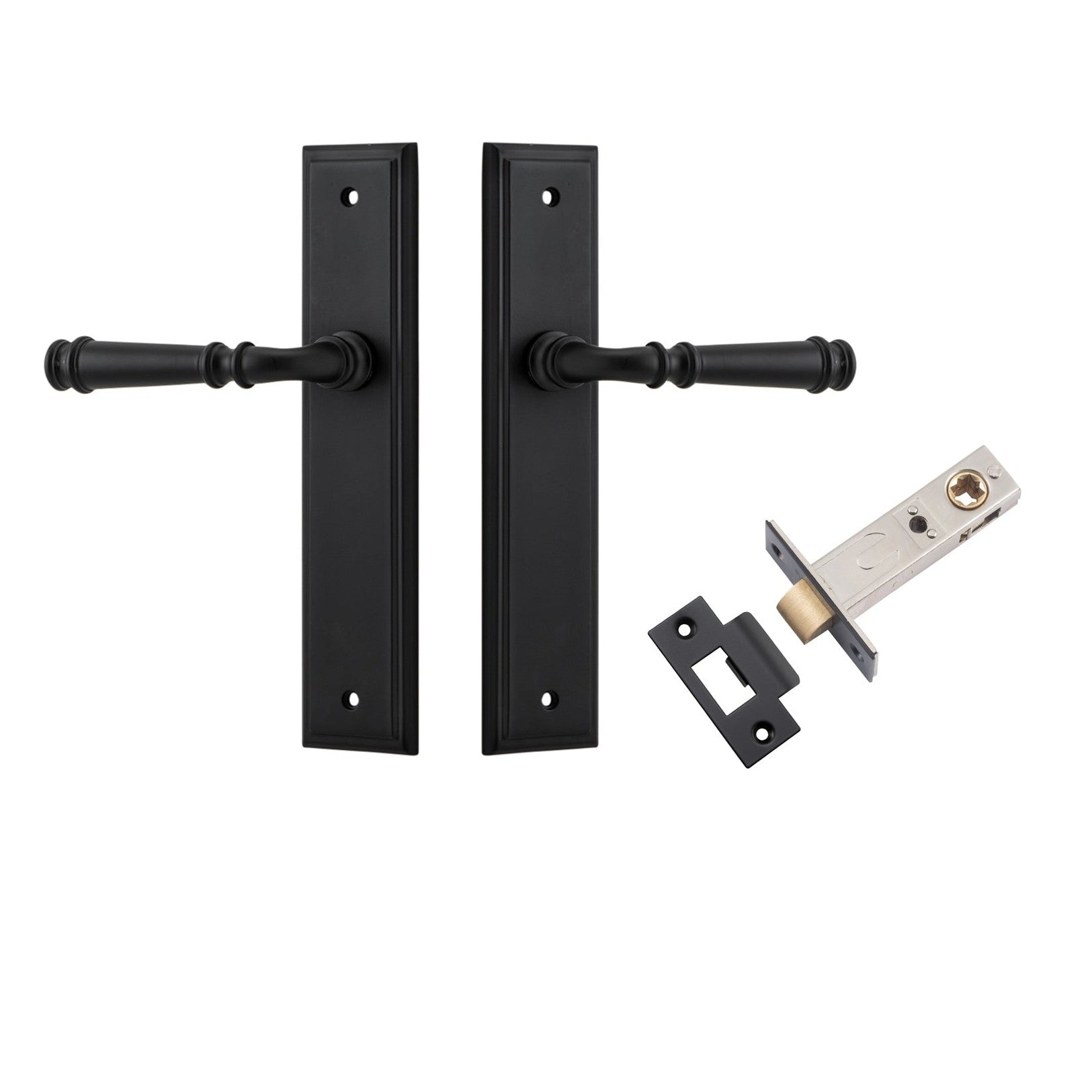 Iver Door Handle Verona Stepped Latch Matt Black Passage Kit