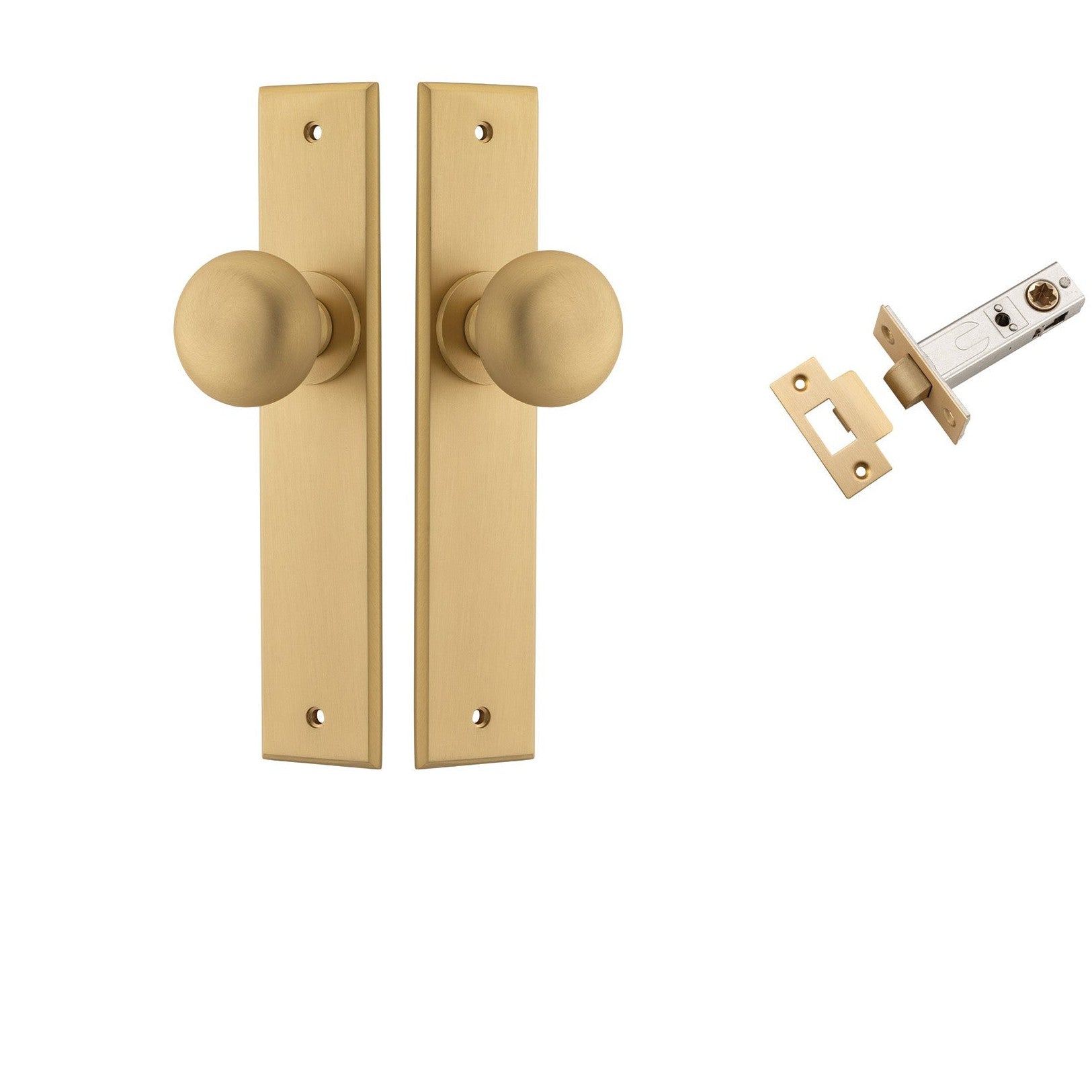 Iver Door Knob Cambridge Chamfered Brushed Brass Passage Kit