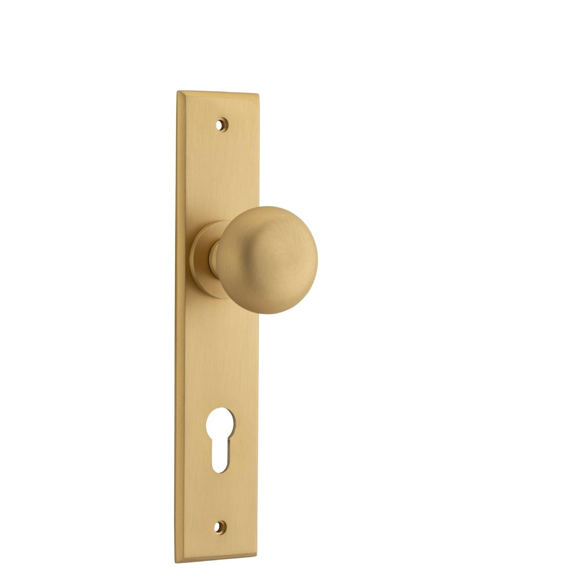 Iver Door Knob Cambridge Chamfered Euro Pair Brushed Brass