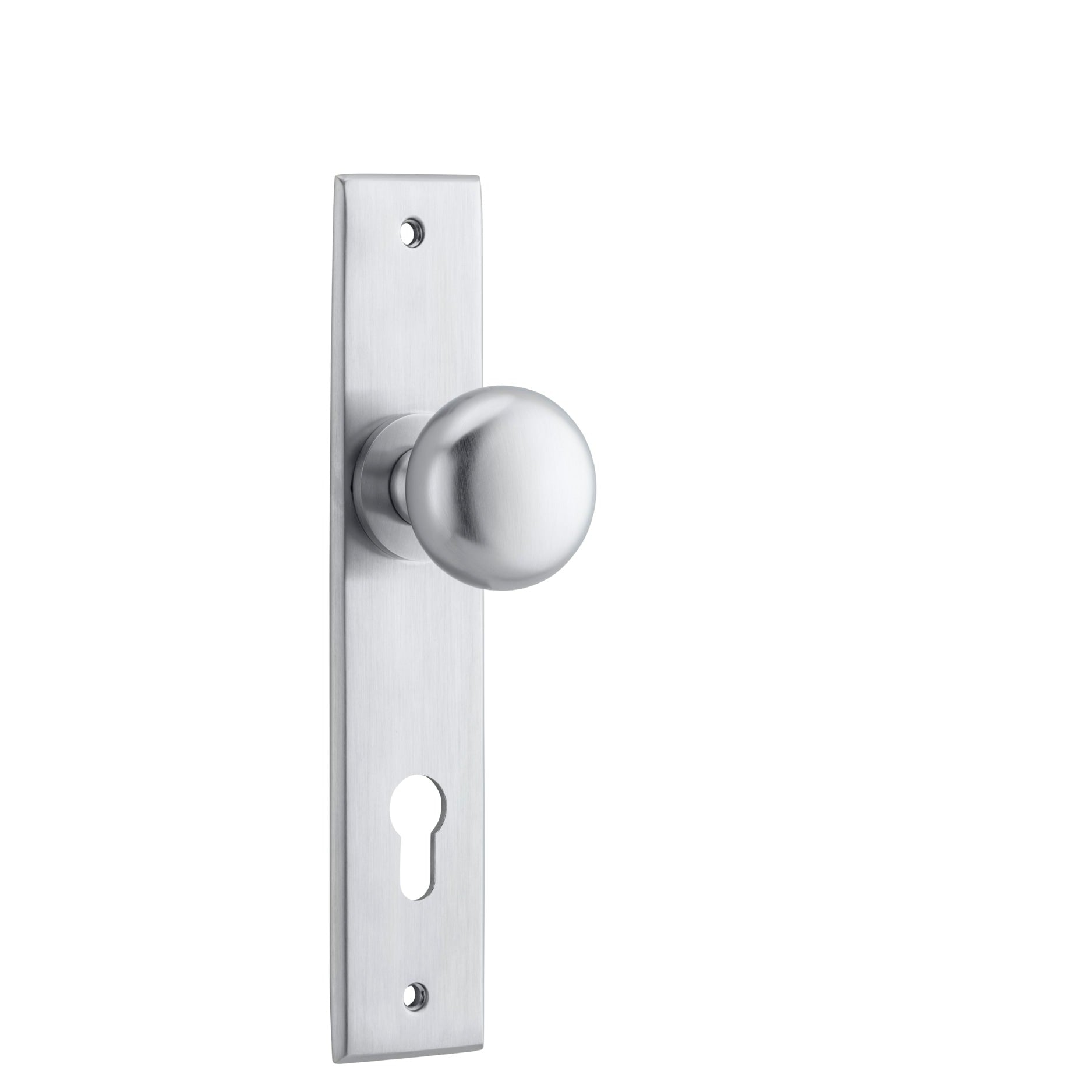 Iver Door Knob Cambridge Chamfered Euro Pair Brushed Chrome