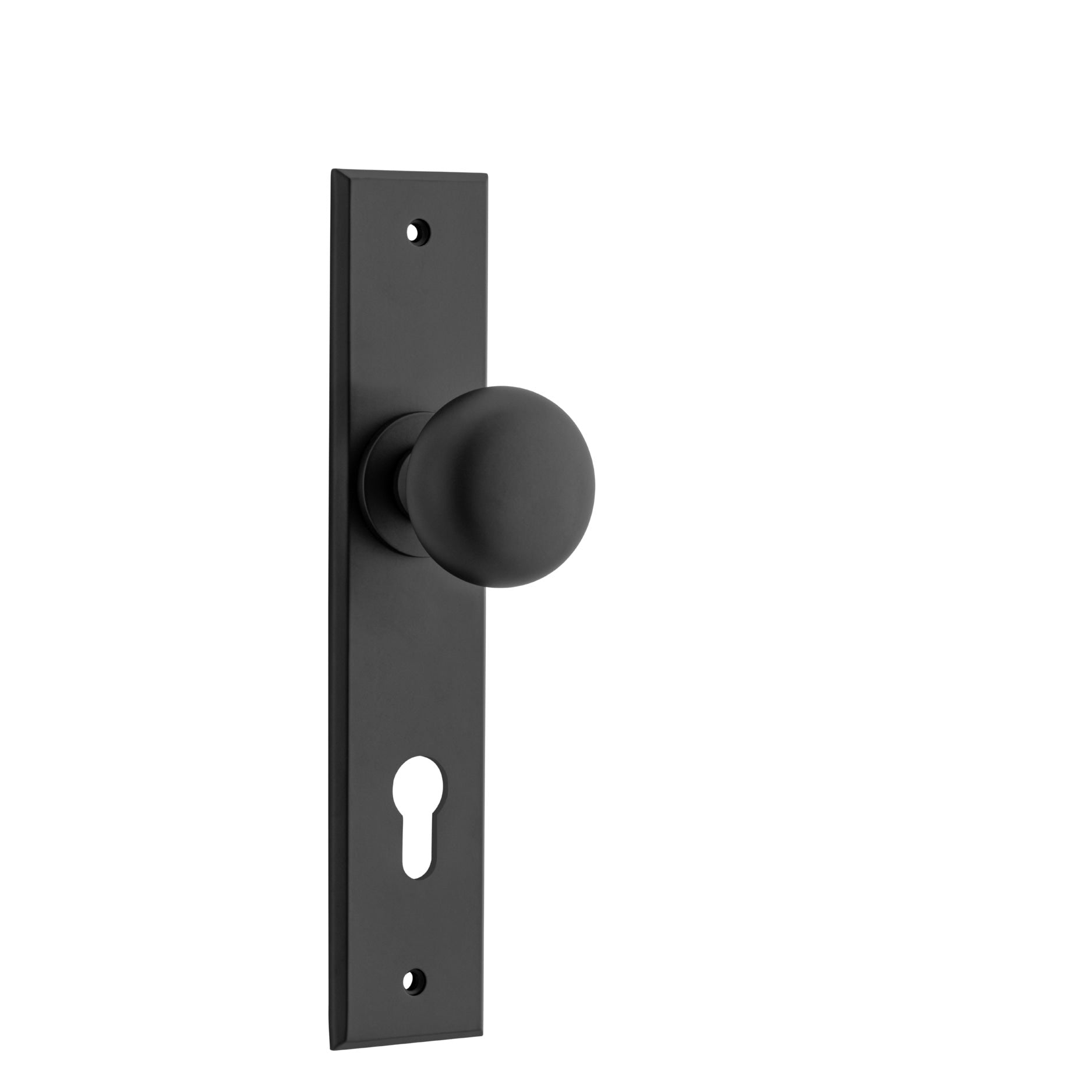 Iver Door Knob Cambridge Chamfered Euro Pair Matt Black